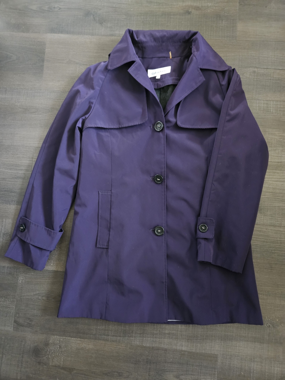 Calvin Klein Purple Hooded Trench Coat Jacket Women's Size S Removable Liner